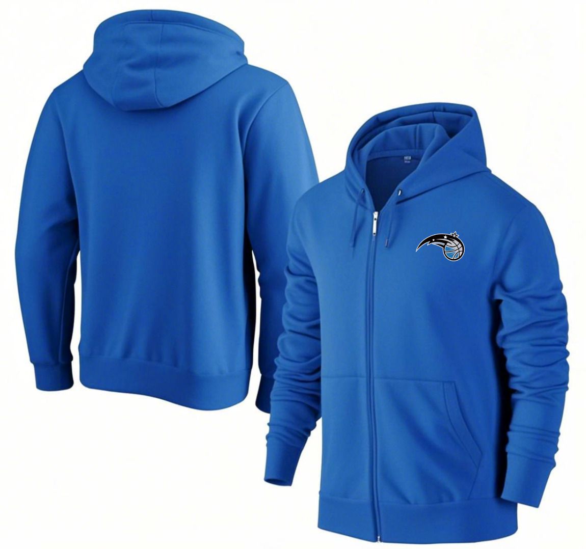 Men Orlando Magic Blue Zipper hoodie 2025 NBA Jersey style 1